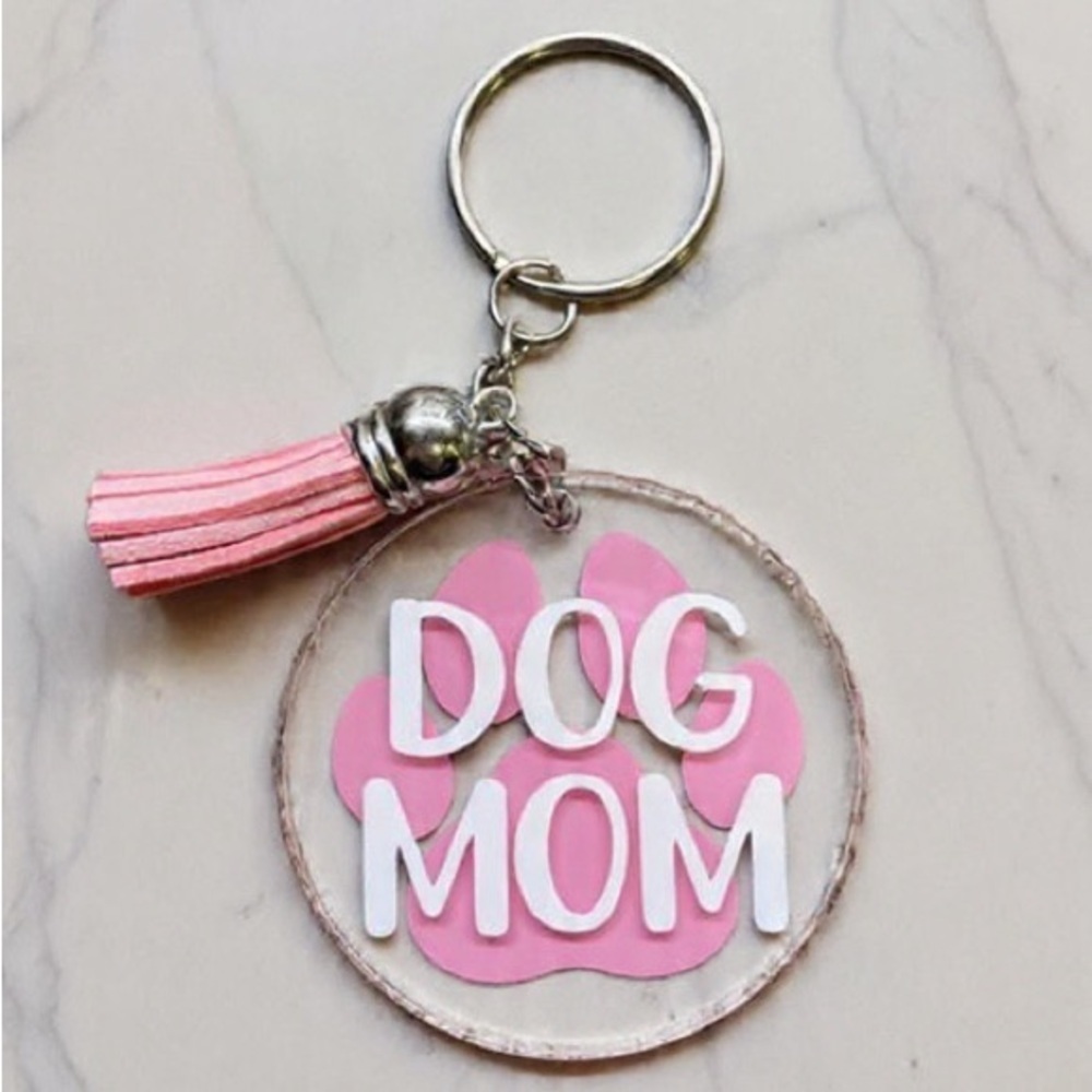 Dog Mom Resin Keychain – Handmade